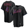 Leonaf NY.Mets #4 Francisco Alvarez Player Black Alternate Home Game Stitched Jerseys