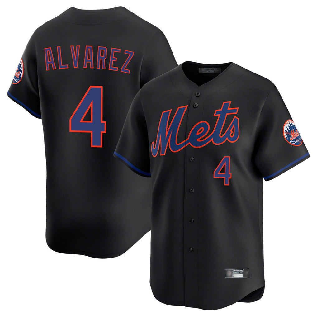 Leonaf NY.Mets #4 Francisco Alvarez Player Black Alternate Home Limited Stitched Jerseys