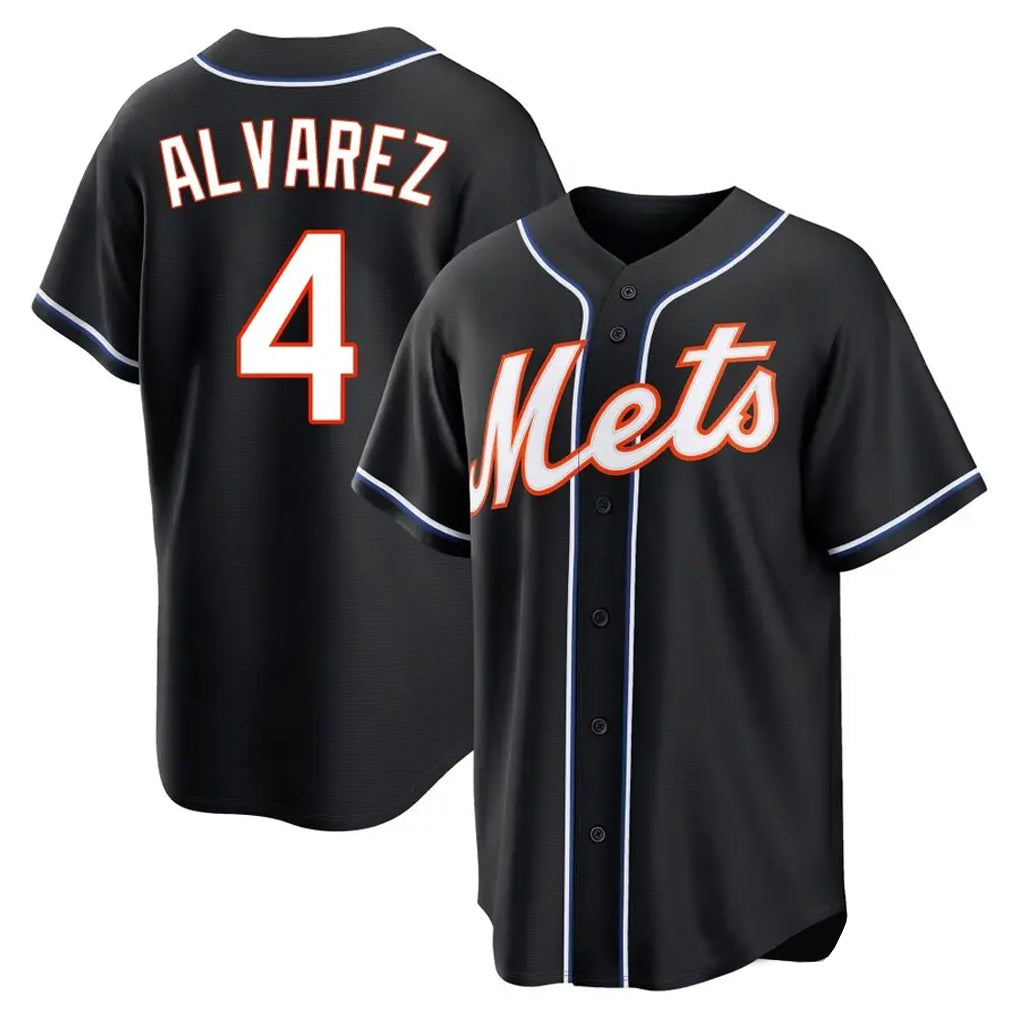 Leonaf NY.Mets #4 Francisco Alvarez Player Black Fashion Out Game Stitched Jerseys