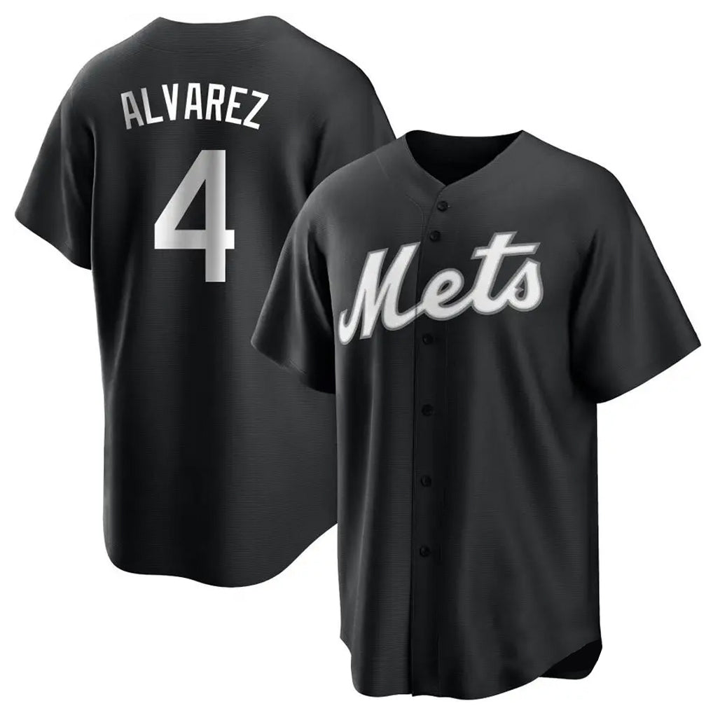 Leonaf NY.Mets #4 Francisco Alvarez Player Black Home Game Stitched Jerseys