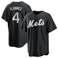 Leonaf NY.Mets #4 Francisco Alvarez Player Black Home Game Stitched Jerseys