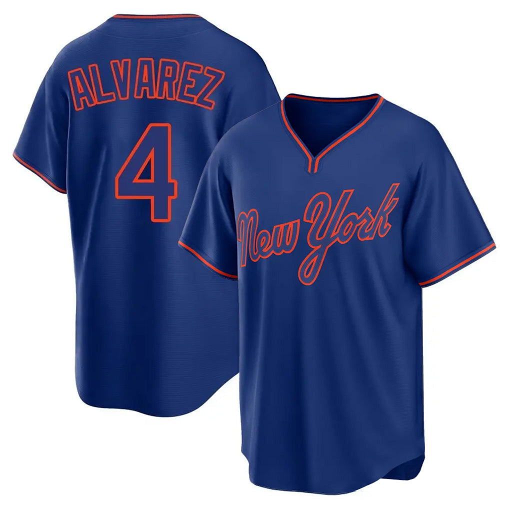 Leonaf NY.Mets #4 Francisco Alvarez Player Royal T-shirt Home Game Stitched Jerseys
