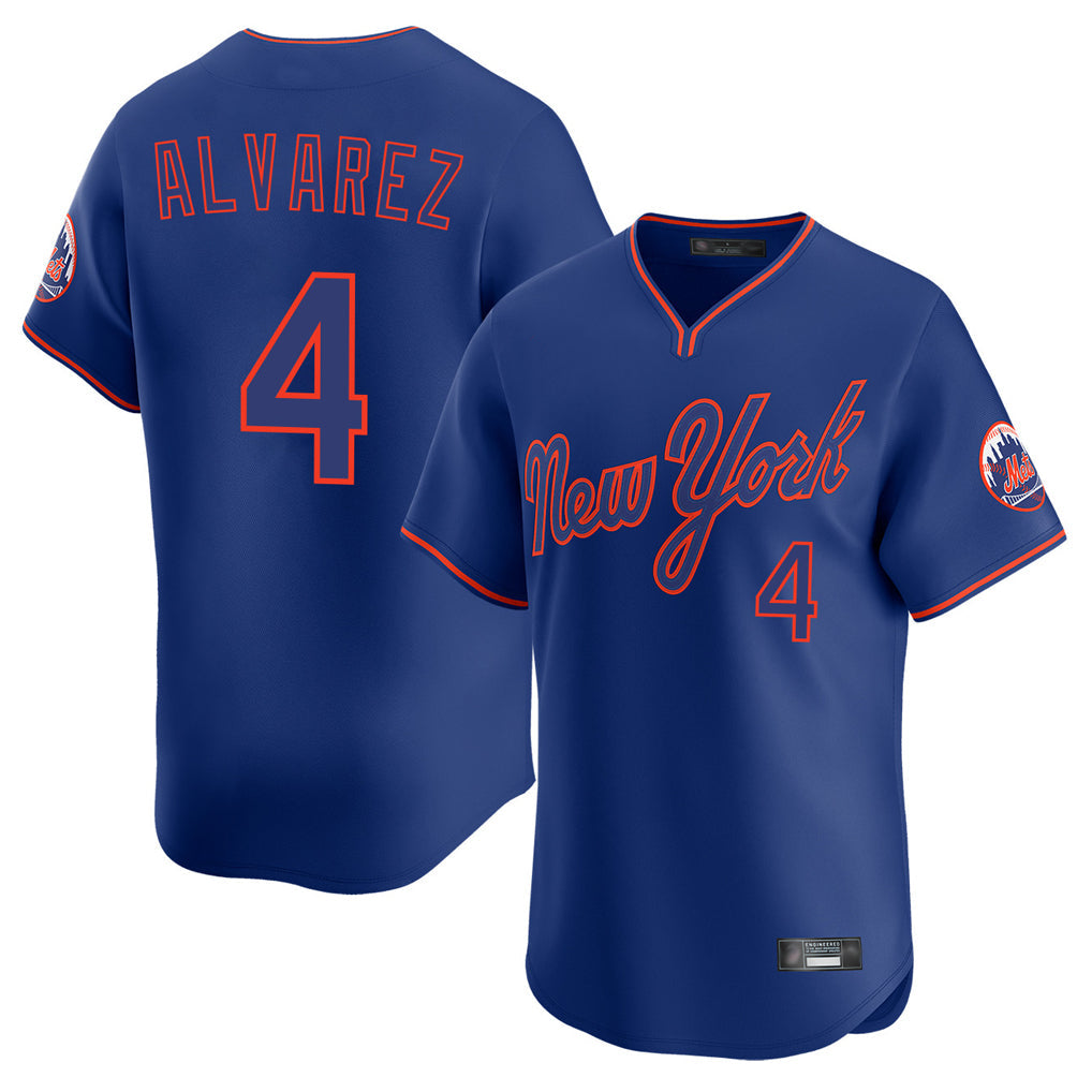 Leonaf NY.Mets #4 Francisco Alvarez Player Royal T-shirt Home Limited Elite Stitched Jerseys