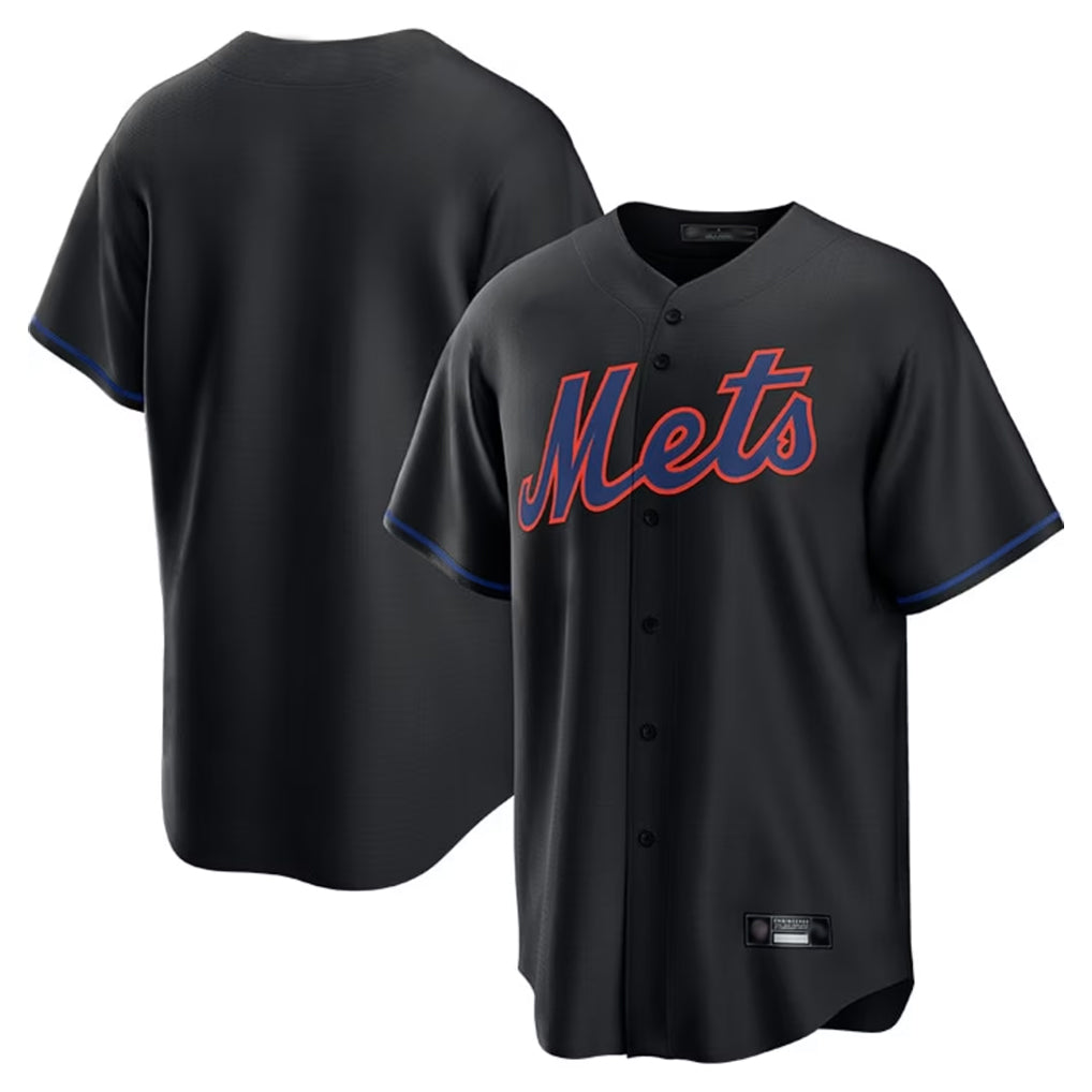 Leonaf NY.Mets Blank Player Black Alternate Home Game Stitched Jerseys