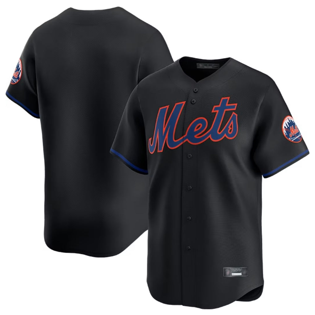Leonaf NY.Mets Blank Player Black Home Game Stitched Jerseys