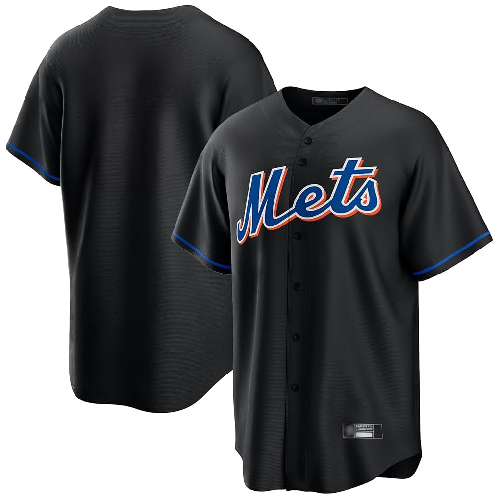Leonaf NY.Mets Blank Player Black Replica Home Game Stitched Jerseys