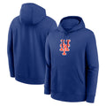 Leonaf NY.Mets Blank Player Royal Logo Club Fleece Hoodie Home Stitched Jerseys