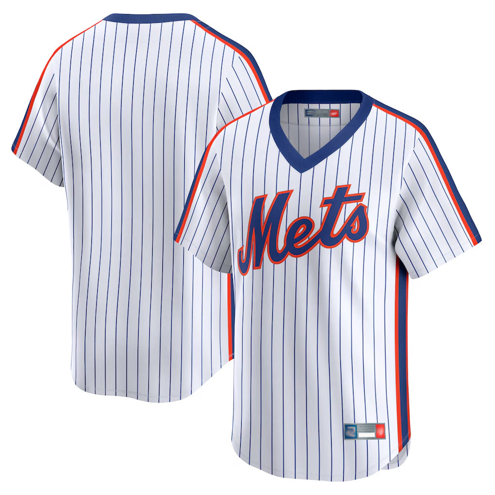 Leonaf NY.Mets Blank Player White Cooperstown Collection T-shirt Game Stitched Jerseys