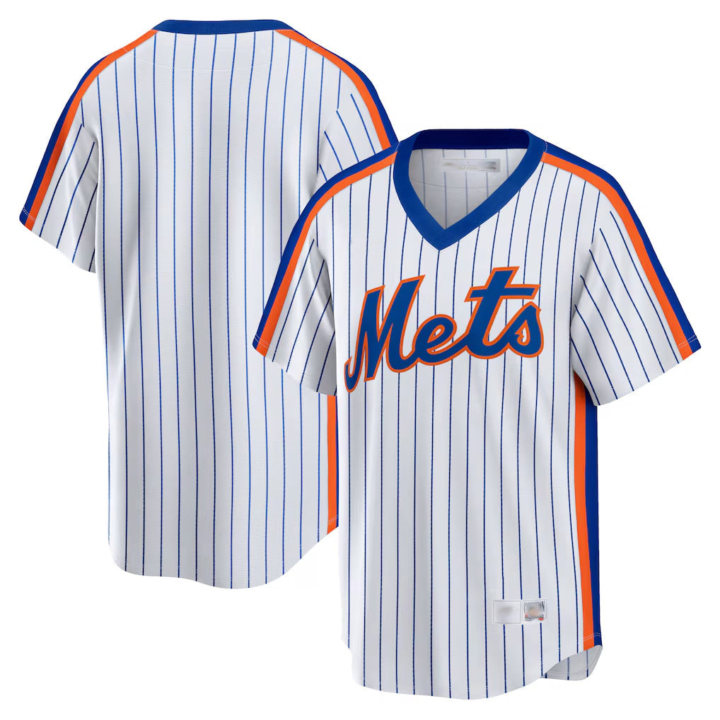 Leonaf NY.Mets Blank Player White Cooperstown Collection T-shirt Home Stitched Jerseys