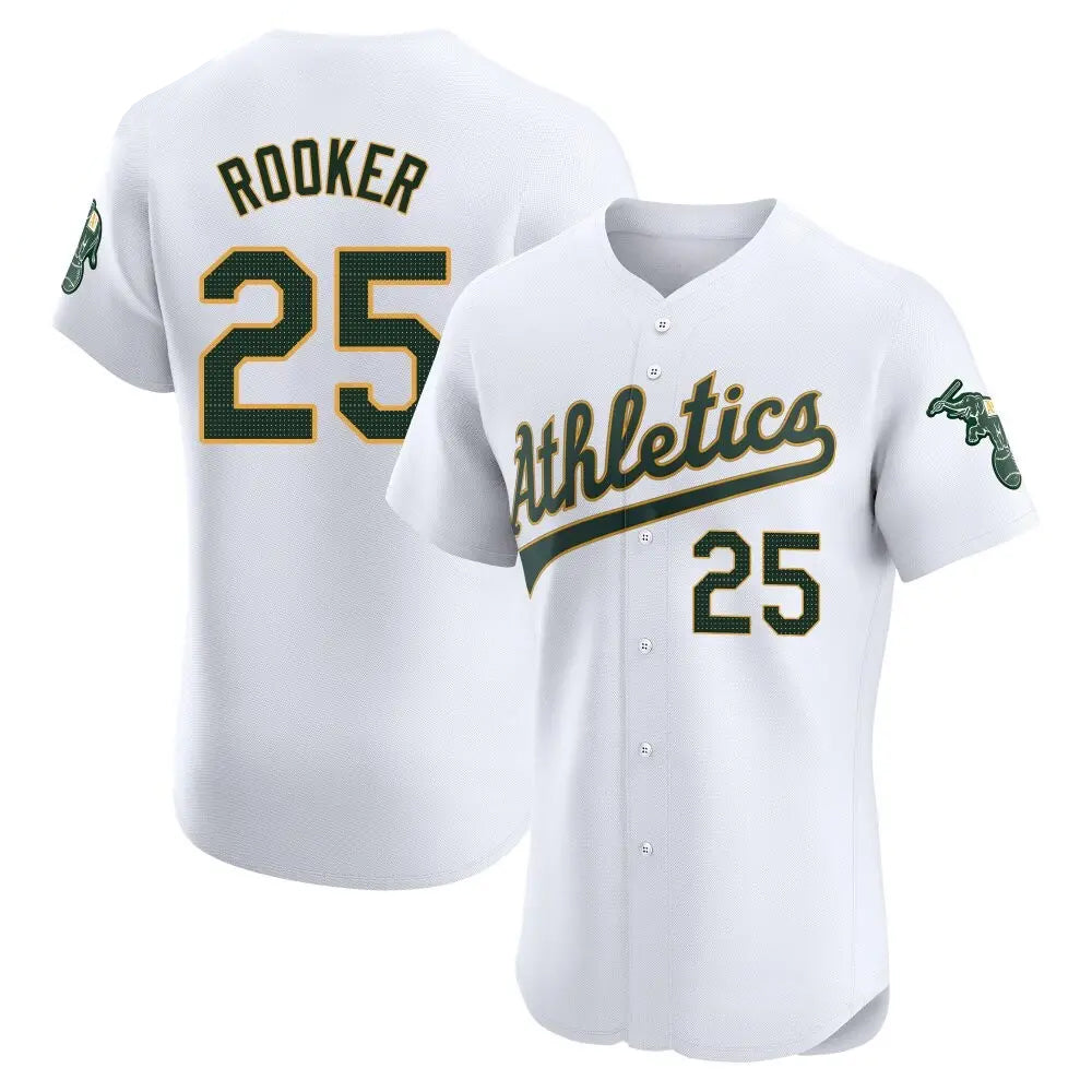 Leonaf Athletics #25 Brent Rooker White Limited Elite Home Personalized Jerseys
