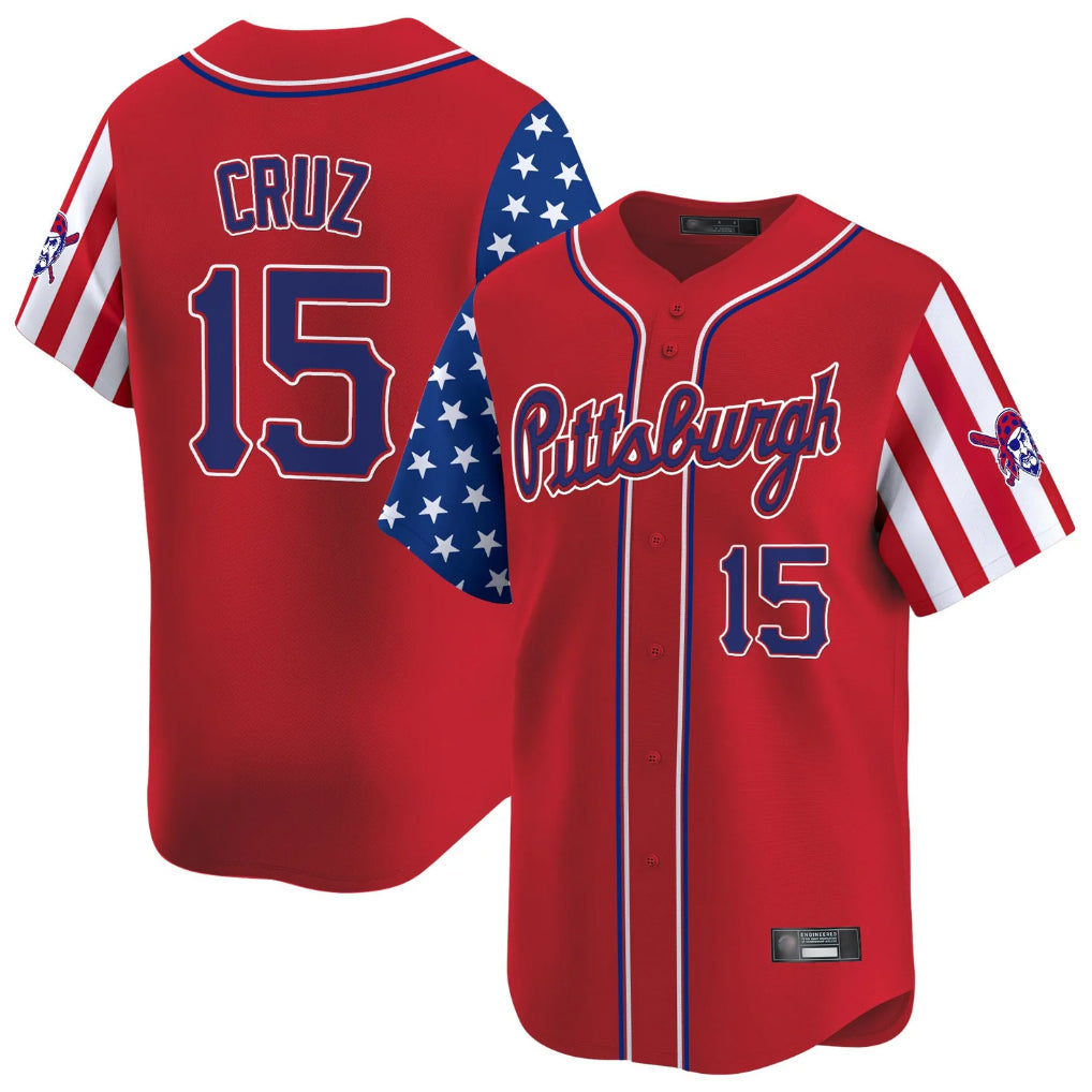 Leonaf P.Pirates #15 Oneil Cruz Player Red 2025 Independence Day Vapor Premier Limited Stitched Jerseys