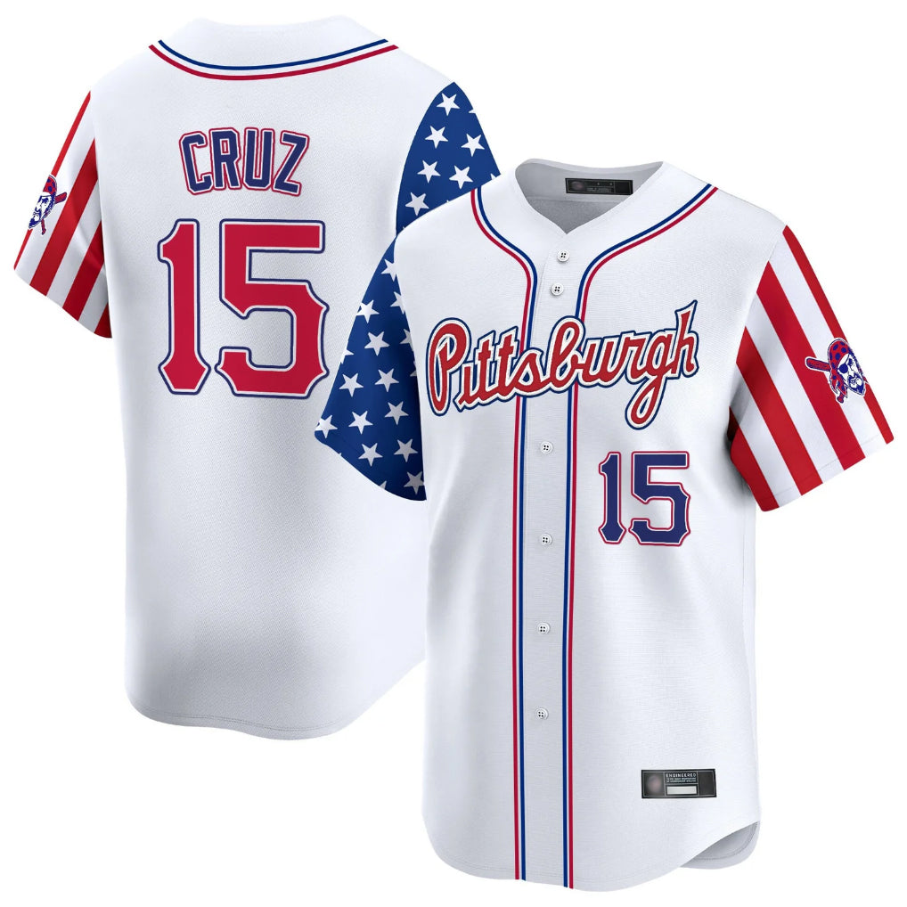 Leonaf P.Pirates #15 Oneil Cruz Player White 2025 Independence Day Vapor Premier Limited Stitched Jerseys