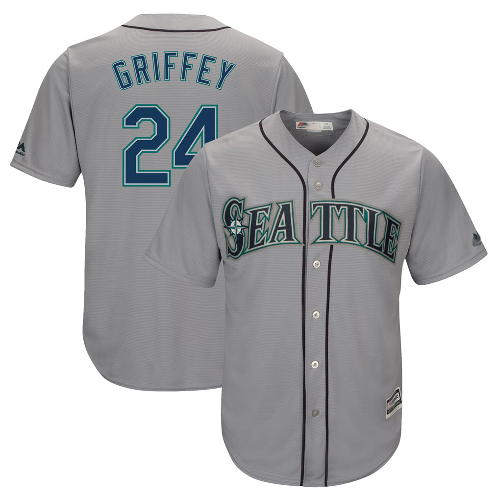 Leonaf S.Mariners #24 Ken Griffey Jr Player Gray Cool Base Home Game Stitched Jerseys