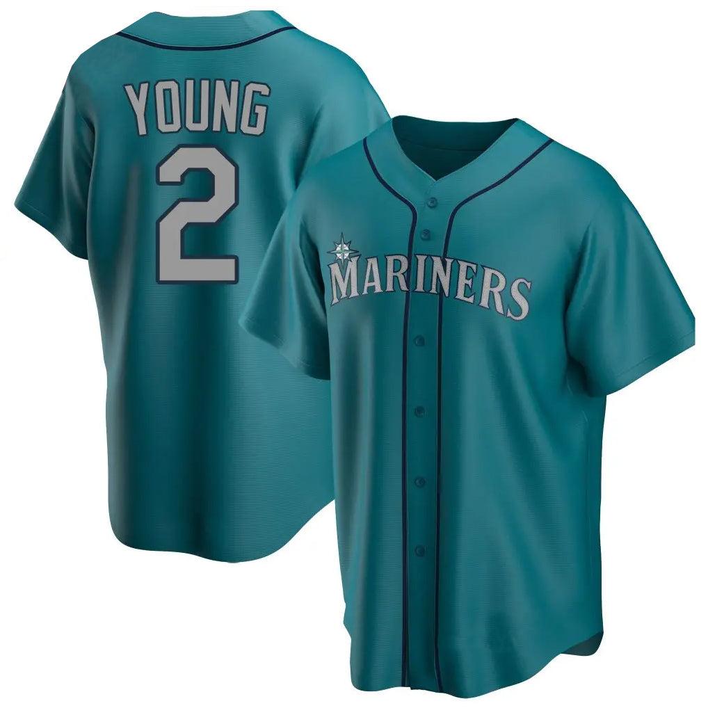 Leonaf S.Mariners #2 Cole Young Player Teal Home Game Stitched Jerseys