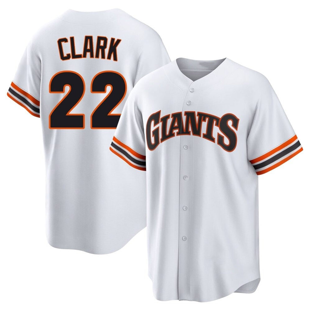 Leonaf SF.Giants #22 Will Clark Player White Home Game Stitched Jerseys