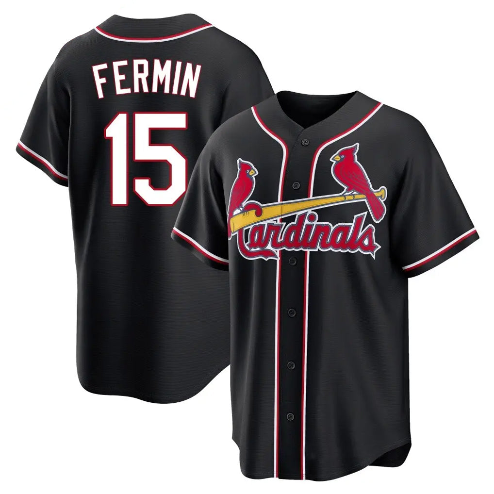 Leonaf St. Louis Cardinals #15 Jose Fermin Player Black Carbon Fashio Game Stitched Jerseys