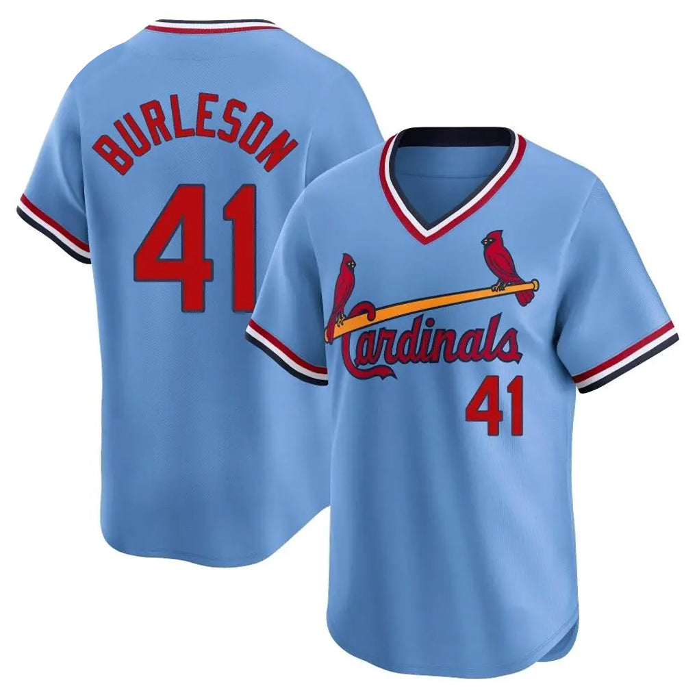 Leonaf St. Louis Cardinals #41 Alec Burlesona Player Light Blue City Connect Home T-shirt Stitched Jerseys