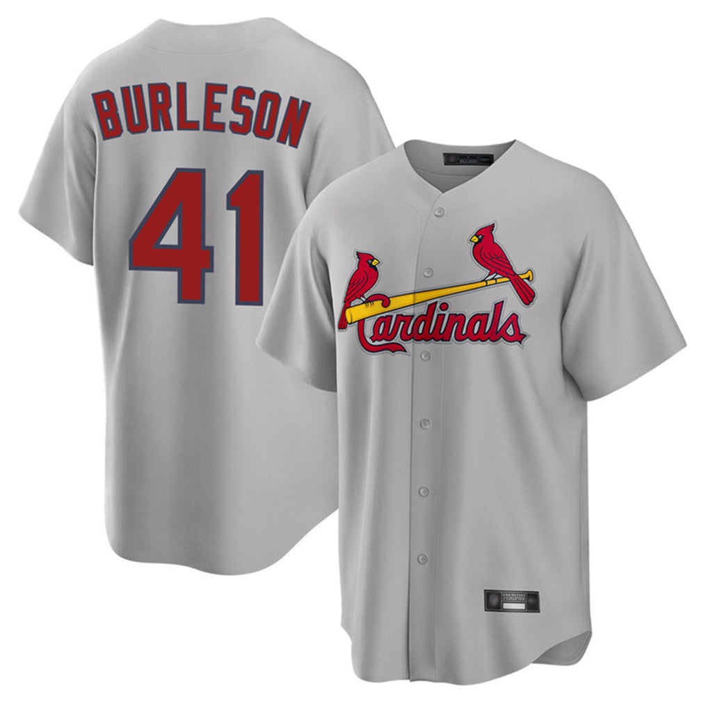 Leonaf St. Louis Cardinals #41 Alec Burlesona Player Gray Home Game Stitched Jerseys
