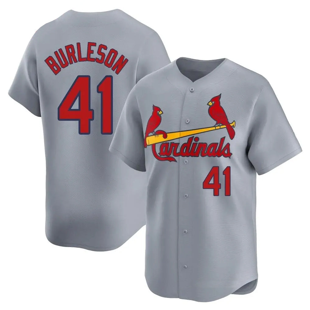 Leonaf St. Louis Cardinals #41 Alec Burlesona Player Gray Home Limited Stitched Jerseys