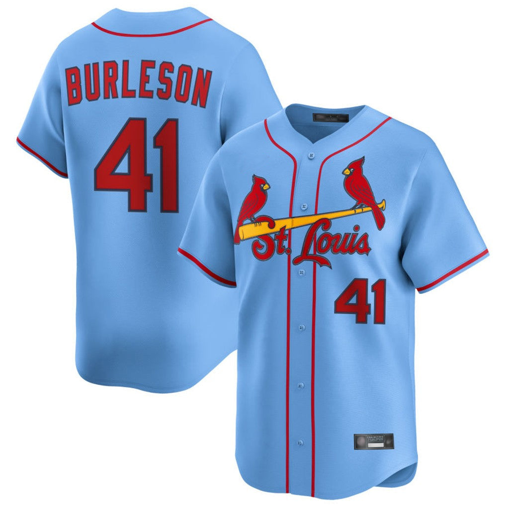 Leonaf St. Louis Cardinals #41 Alec Burlesona Player Light Blue Home Limited Stitched Jerseys