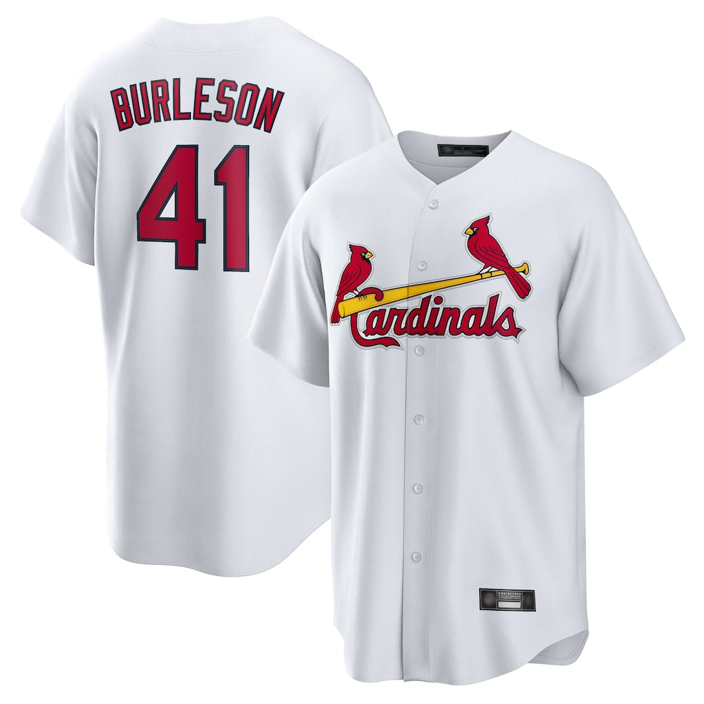 Leonaf St. Louis Cardinals #41 Alec Burlesona Player White Home Game Stitched Jerseys
